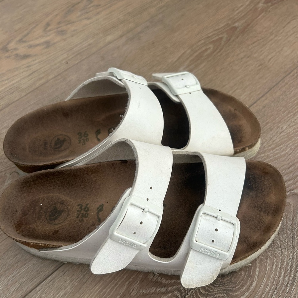 Papillio by Birkenstock white platform Double Strap Sandals size 36 or 5 - Picture 5 of 8